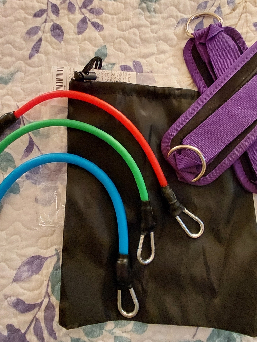 Resistance Bands Set with Purple Ankle Straps - Unbranded
